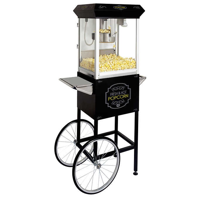 Machine à PopCorn 8 Oz avec chariot noir Popcorn Les Productions